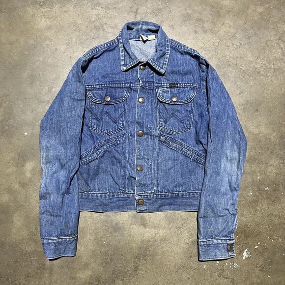 Vintage 70s Wrangler Dark Wash Western Denim Jacket - Picture 1 of 4